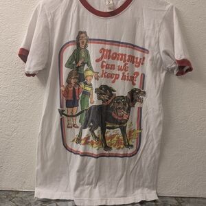Tultex White Tee with Red Trim Size Small 100%cotton